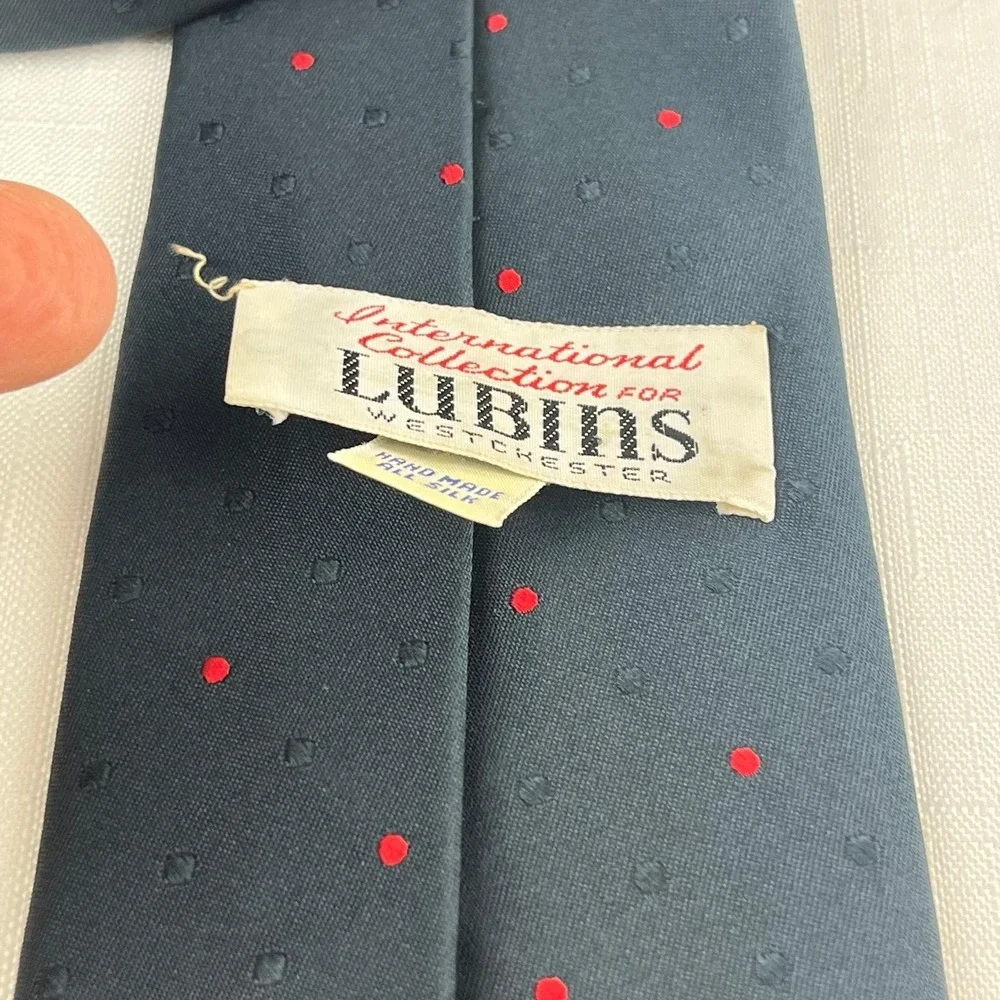 Lubin's Westchester Silk Tie Black Red Polka Dot 3